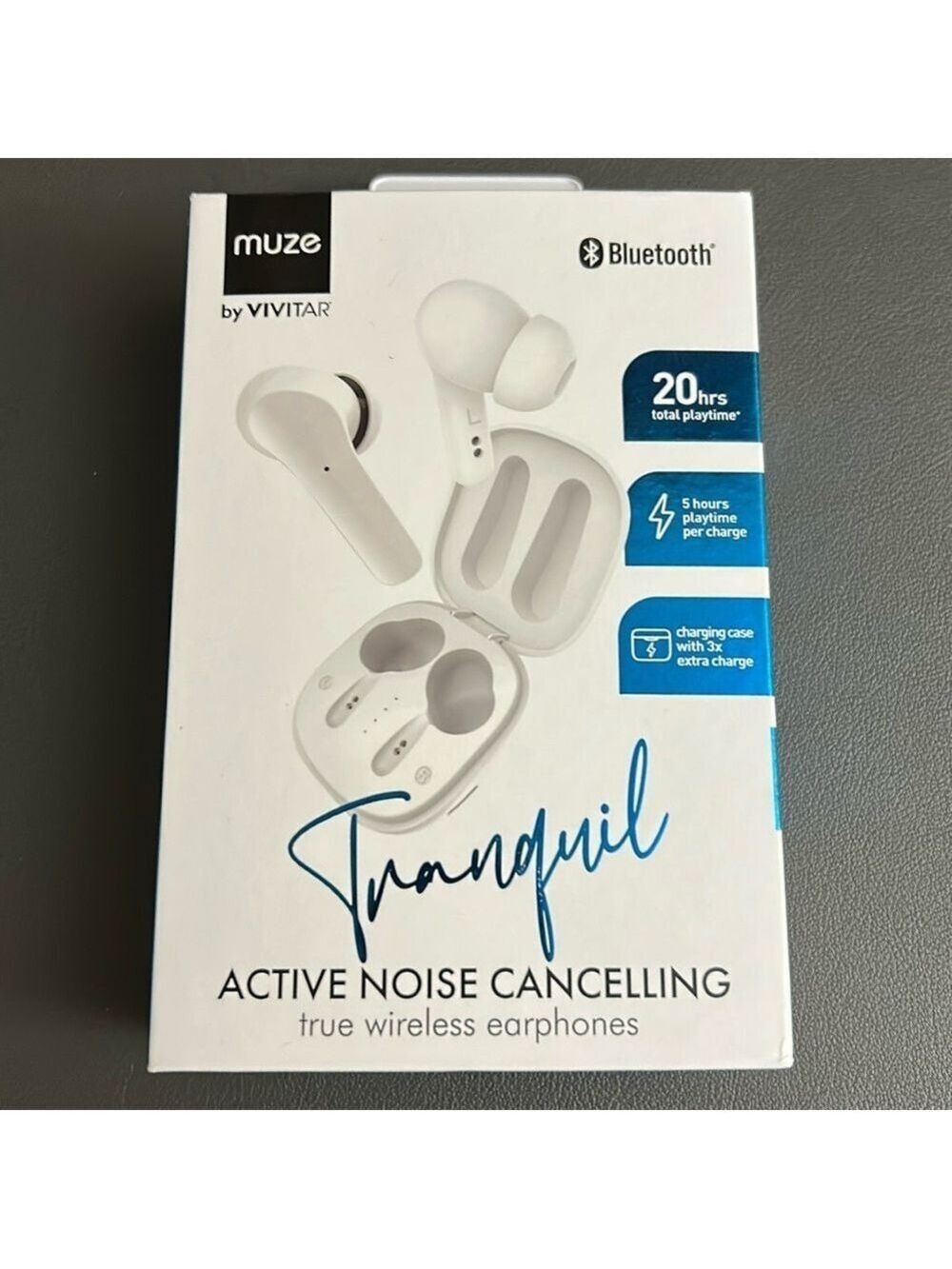 Muze by Vivitar Tranquil Active Noise Cancelling Wireless Earphones New in Box